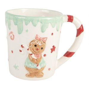 Bílý keramický hrneček s perníčkem Gingerbread - 13*10*10 cm / 400 ml 6CEMU0195 obraz