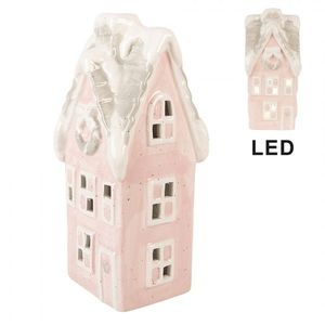 Růžový keramický LED domek Lamont - 11*10*24 cm 6CE2220P obraz