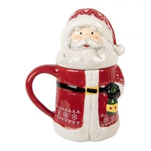 Keramický hrnek Santa Claus s víčkem - 15*10*19 cm / 450 ml 6CEMU0196 obraz