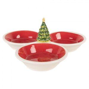 Bílo-červená servírovací trojmiska se stromečkem - 26*24*10 cm 6CE2225 obraz
