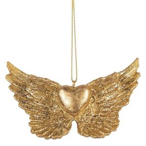 Zlatá antik závěsná dekorace andělská křídla - 10*2*7 cm 6PR5640 obraz