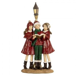 Červená vánoční dekorace zpívající sbor dívky u lampy - 14*9*28 cm 6PR5681 obraz