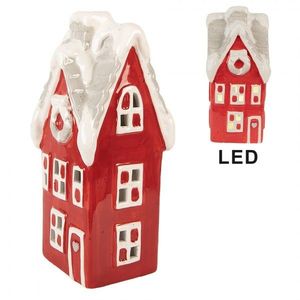 Červený keramický LED domek Lamont - 11*10*24 cm 6CE2220R obraz