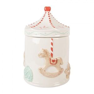 Bílá keramická dóza s houpacími koníky - Ø 15*22 cm 6CE2218 obraz