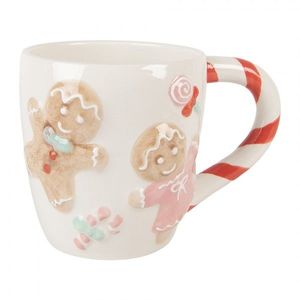 Bílý keramický hrneček s perníčkem Gingerbread - 14*9*10 cm / 350 ml 6CEMU0198 obraz