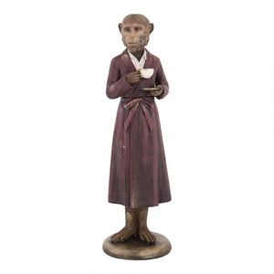 Dekorace figurka opice v plášti se šálkem v ruce - 9*8*28 cm 6PR5636 obraz