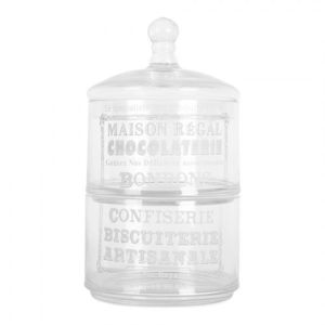 Skleněná dvojitá dóza na bonbóny Chocolaterie - Ø 17*30 cm 6GL5209 obraz