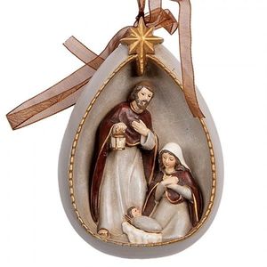 Šedá antik závěsná dekorace svatá rodina - 8*4*11 cm 6PR5402 obraz