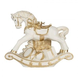 Bílo-zlatý stojan na stromek houpací kůň Rocking Horse - 47*30*40 cm 6MG0129 obraz