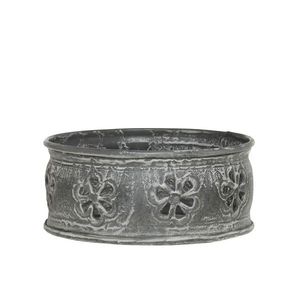 Zinkový antik kovový svícen s květy na válcovou svíčku - Ø 13*6 cm 64089500 obraz