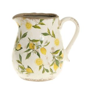 Béžový baňatý keramický džbán s citróny Limone - 13*16 cm 65084019 obraz