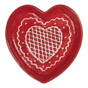 Červený keramický talířek srdce Gingerbread Cott - 17*17*3 cm 6CE2359 obraz