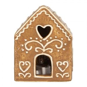 Hnědá perníková LED chaloupka Gingerbread Cott - 8*6*10 cm 6CE2330 obraz