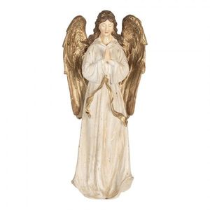 Dekorace béžový anděl se zlatými křídly Anjel - 23*12*47 cm 6PR5756 obraz