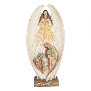 Béžová antik dekorace anděl se svatou rodinou Angel - 19*10*40 cm 6PR5757 obraz