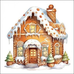 Bílé ubrousky perníková chaloupka Gingerbread House - 33*33 cm (20ks) 33319150 obraz