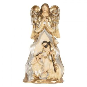 Zlatá antik dekorace anděl se svatou rodinou Angel - 16*13*31 cm 6PR5897 obraz