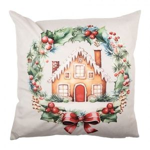 Béžový povlak na polštář s perníkovou chaloupkou - 45*45 cm KT021.431 obraz