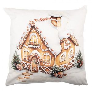 Bílý povlak na polštář s perníkovou chaloupkou - 45*45 cm KT021.432 obraz