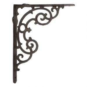 Hnědá kovová policová konzole s ornamenty - 4*29*22 cm 6Y5760 obraz