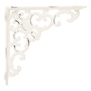 Bílá kovová policová konzole s ornamenty - 4*21*21 cm 6Y5759 obraz