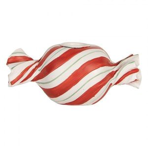 Bílo-červený svícen na úzkou svíčku Bonbón Candy - 14*7*6 cm 6PR5778R obraz