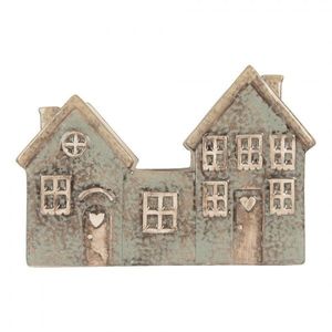 Šedo-zelený keramický domek na čajovou svíčku Lamont - 22*9*15 cm 6CE2306 obraz