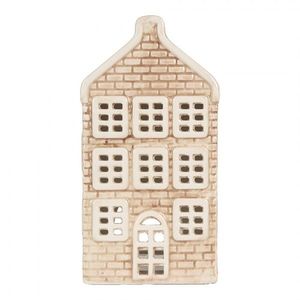 Béžový keramický domek na čajovou svíčku Lamont - 9*10*19 cm 6CE2305 obraz