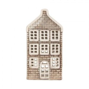 Šedý keramický domek na čajovou svíčku Lamont - 7*7*14 cm 6CE2304 obraz