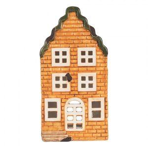 Oranžový keramický domek na čajovou svíčku Lamont - 9*10*19 cm 6CE2302 obraz