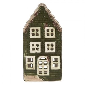 Tmavě zelený keramický domek na čajovou svíčku Lamont - 7*7*14 cm 6CE2301 obraz