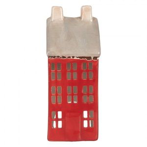 Červený keramický domek na čajovou svíčku Lamont - 7*7*18 cm 6CE2294 obraz