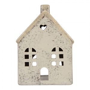 Šedý keramický domek na čajovou svíčku Lamont - 11*7*16 cm 6CE2290 obraz