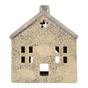 Béžový keramický domek na čajovou svíčku Lamont - 13*8*15 cm 6CE2289 obraz