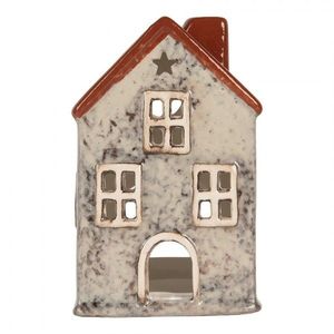 Šedý keramický domek na čajovou svíčku Lamont - 8*7*13 cm 6CE2284 obraz