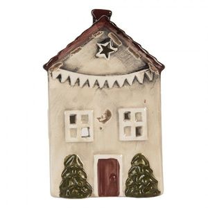 Béžový keramický domek na čajovou svíčku Lamont - 10*8*15 cm 6CE2279 obraz