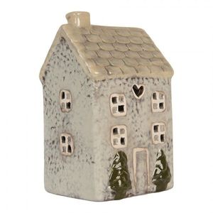 Šedý keramický domek na čajovou svíčku Lamont - 9*8*15 cm 6CE2278 obraz