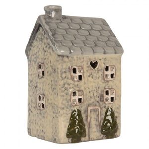 Béžový keramický domek na čajovou svíčku Lamont - 9*8*15 cm 6CE2277 obraz