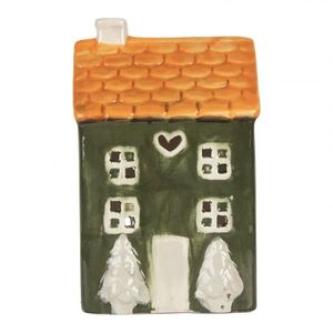 Zelený keramický domek na čajovou svíčku Lamont - 9*8*15 cm 6CE2276 obraz