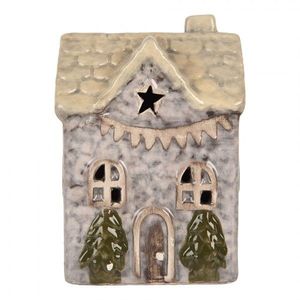 Šedý keramický LED domek Lamont - 6*6*10 cm 6CE2275 obraz