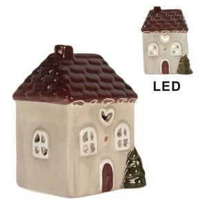 Béžový keramický LED domek Lamont - 7*6*10 cm 6CE2269 obraz
