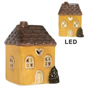 Žlutý keramický LED domek Lamont - 7*6*10 cm 6CE2268 obraz