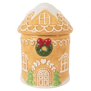 Hnědá keramická dóza perníková chaloupka - Ø 13*17 cm 6CE2363 obraz