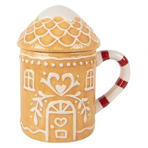 Keramický hrnek perníková chaloupka s víčkem - 13*10*15 cm / 350 ml 6CEMU0213 obraz