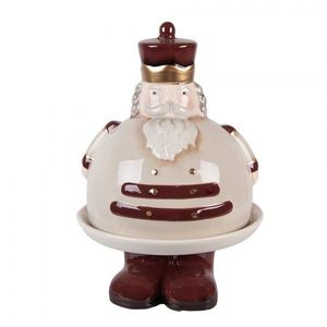 Béžový keramický podnos s poklopem Louskáček ChrisMs - Ø 17*25 cm 6CE2254 obraz
