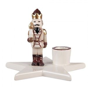 Béžový keramický svícen Louskáček ChrisMs - 15*14*12 cm 6CE2253 obraz