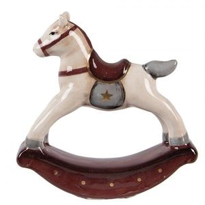 Béžovo-hnědá keramická dekorace houpací koník ChrisMs - 10*3*10 cm 6CE2248 obraz