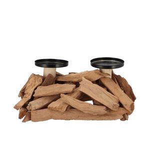 Dřevěný antik svícen na 2 válcové svíčky Driftwood - 30*17*15 cm 3006163 obraz