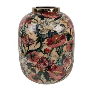 Béžová kovová dekorační váza s květy Margo - Ø 17*22 cm 66390 obraz