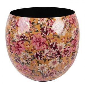Žlutá kovová dekorační váza s květy Margo - Ø 28*25 cm 66387 obraz